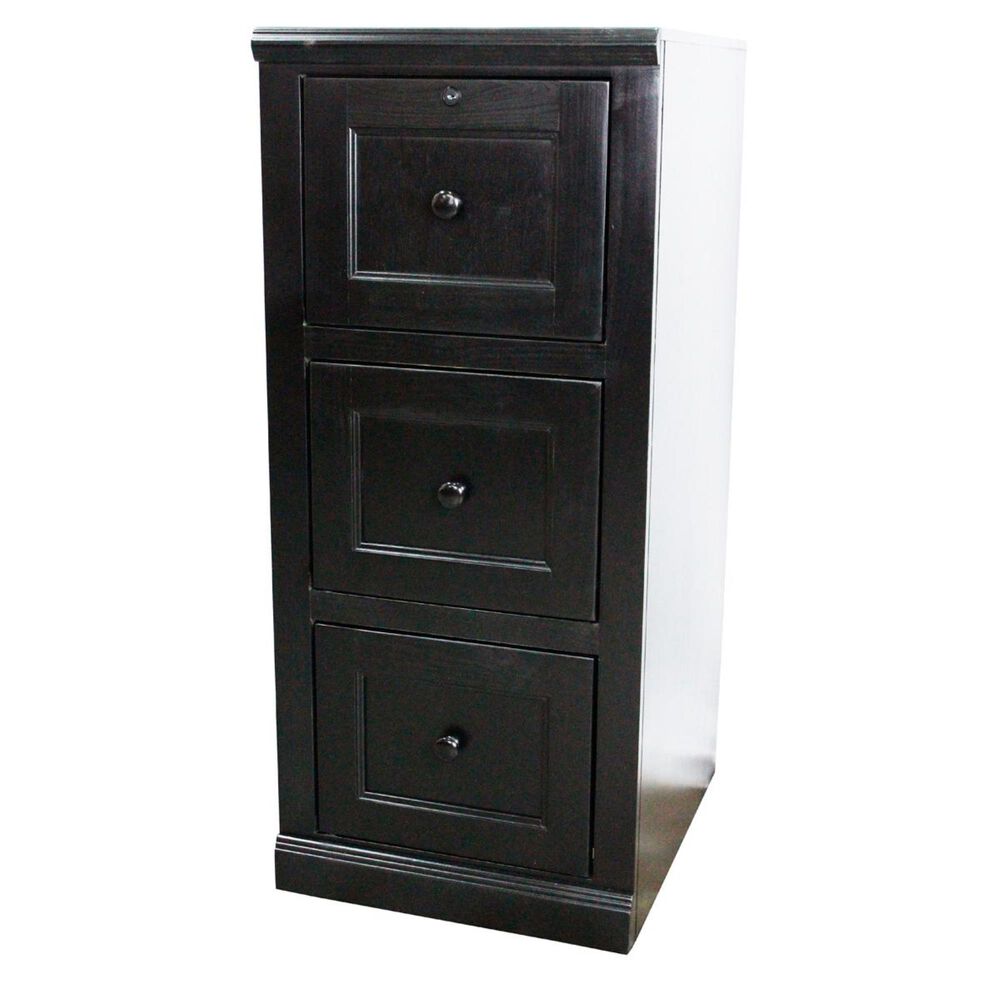 American Heartland Poplar 3-Drawer Desk File Cabinet in Black, , large