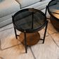 Shannon Hills Felix Round Side Table in Black and Walnut, , large