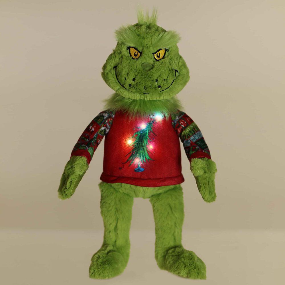 Aurora Dr. Seuss 16&quot; Ugly Sweater Light-Up Grinch in Green, , large