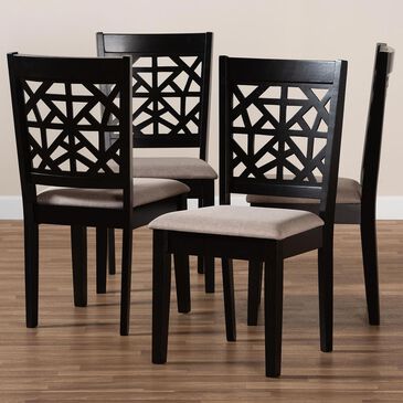 Baxton Studio Jackson Dining Chair in Sand/Espresso Brown (Set of 4), , large