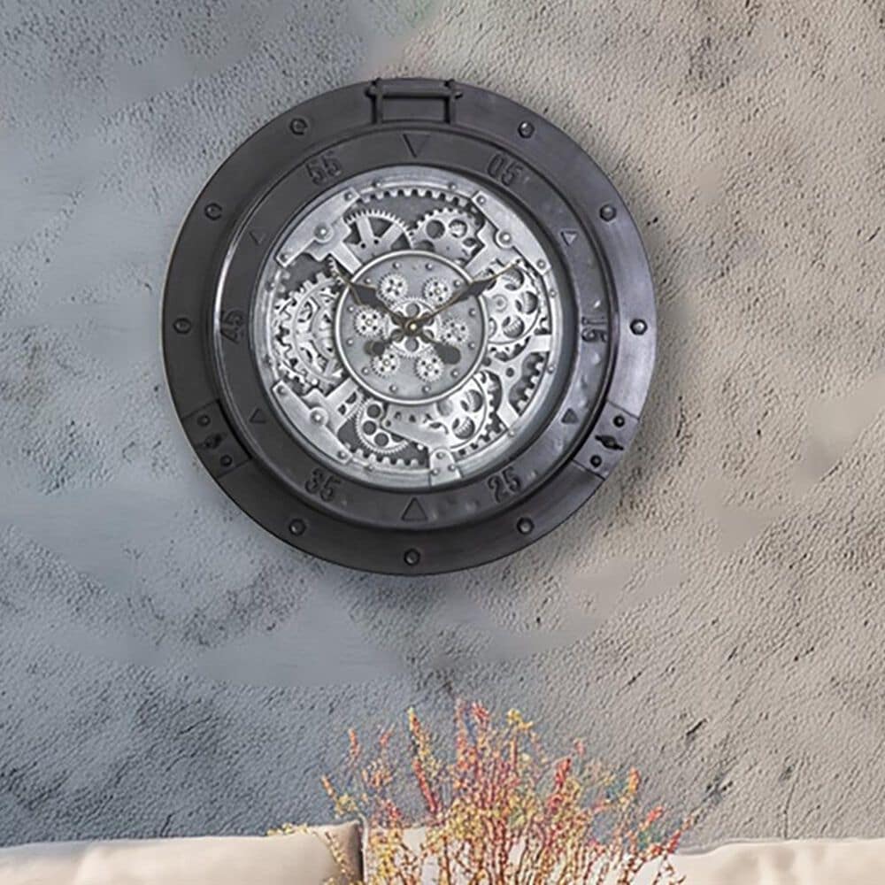 Yosemite Home Decor Urban Steel Gear Wall Clock in Grey, , large