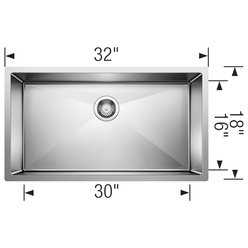 Blanco Precision 32&quot; x 20&quot; Super Single Bowl Kitchen Sink in Satin Polished, , large