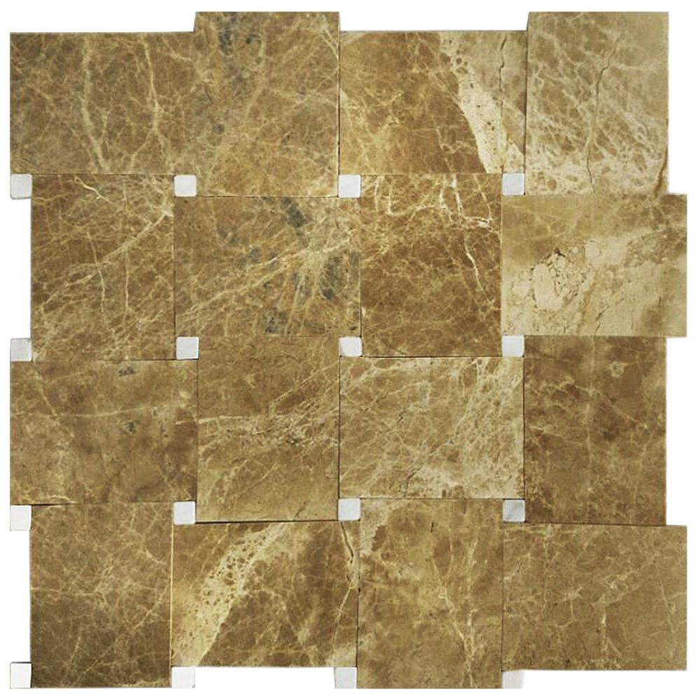 Mirrella Carrera Brown 12" x 12" Natural Stone Mosaic Tile, , large