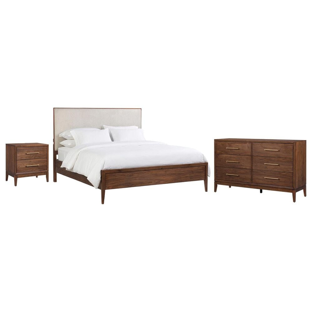 Riva Ridge Jasper 3 Piece Queen Upholstered Panel Bedroom Set in Modern Walnut, , large