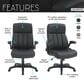 Rta Products Llc Ultra-Padded Executive Office Chair with Flip-Up Armrests in Black, , large