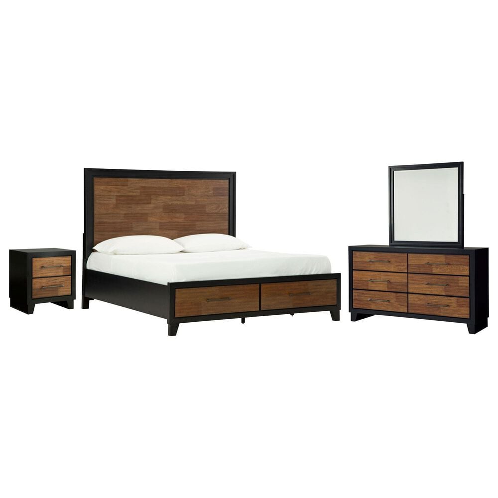 Ashley Kraeburn 4-Piece King Bedroom Set in Brown and Black, , large