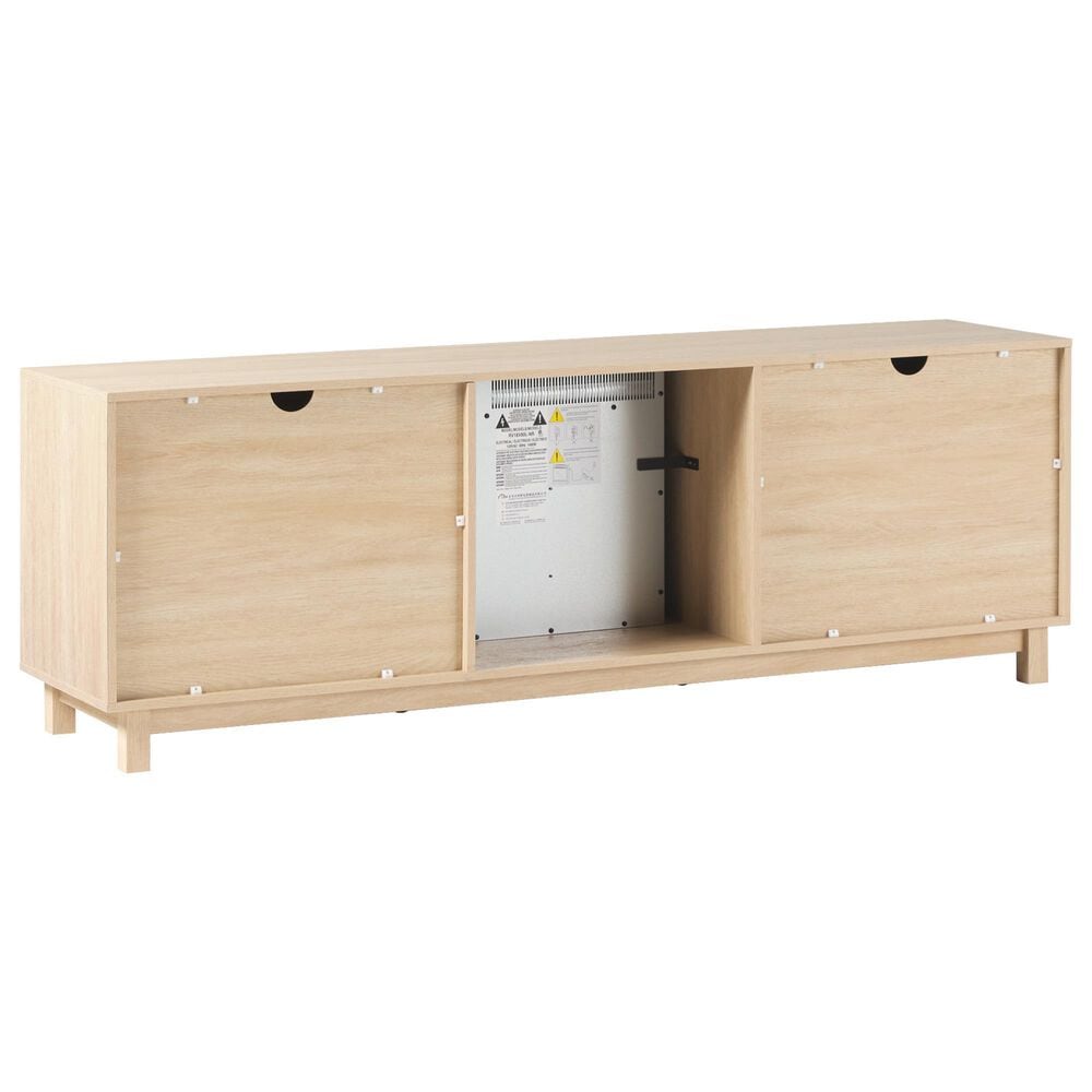 Walker Edison Arundo 70&quot; TV Stand with Freestanding Electric Fireplace in Coastal Oak, , large