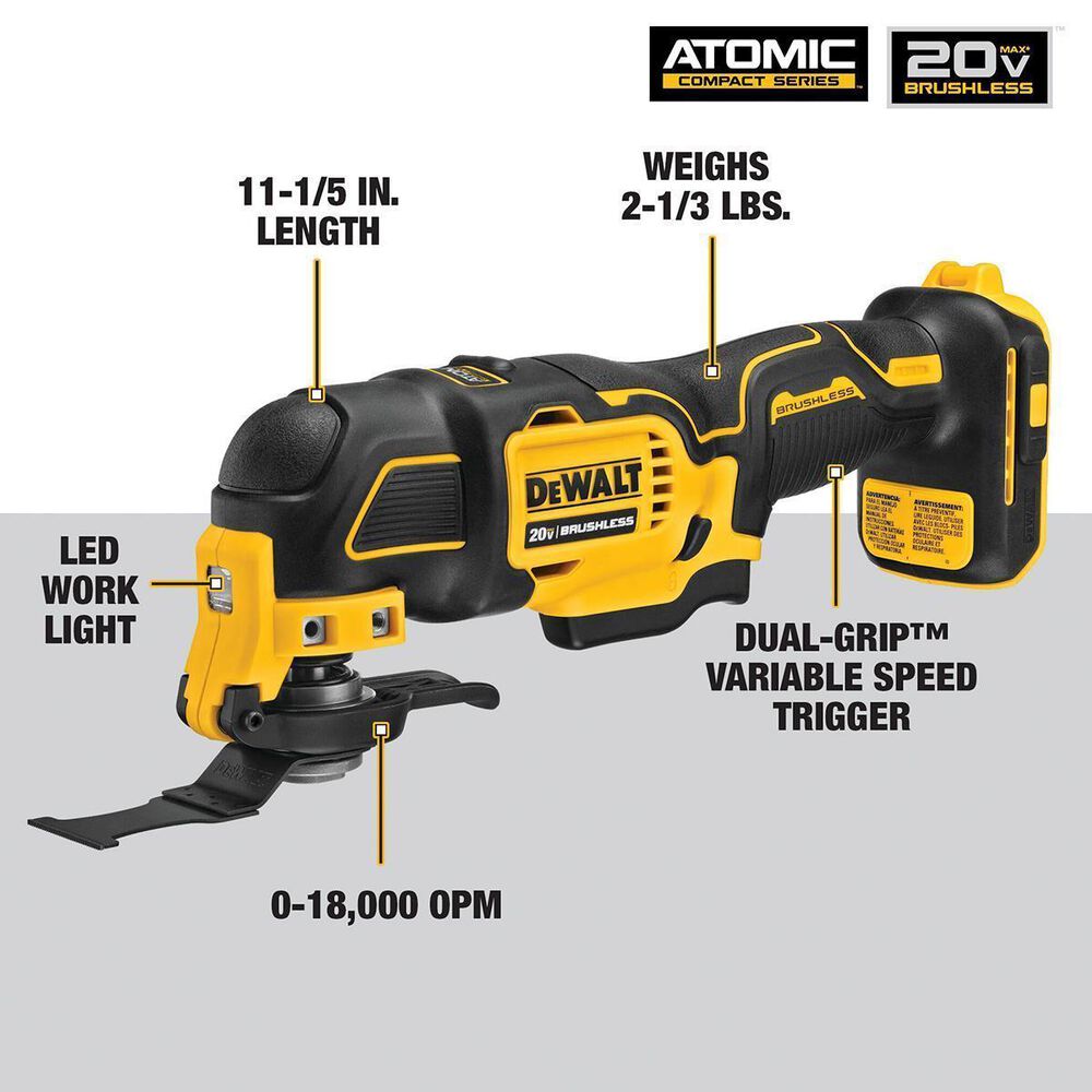 DeWALT ATOMIC&amp;&#35;153 20V Max Brushless Cordless Oscillating Multi-Tool &#40;Tool Only&#41;, , large