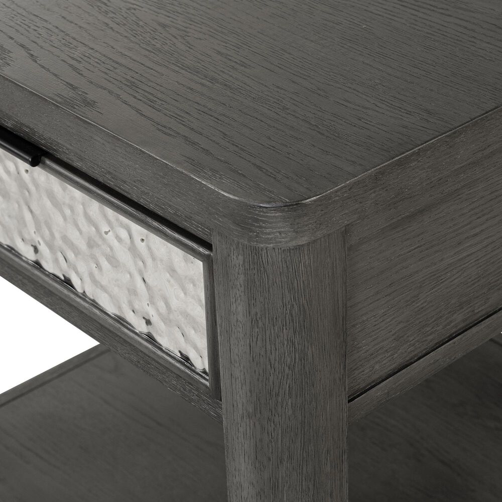 Furniture of America Piez End Table in Ash Gray and Stainless Steel, , large
