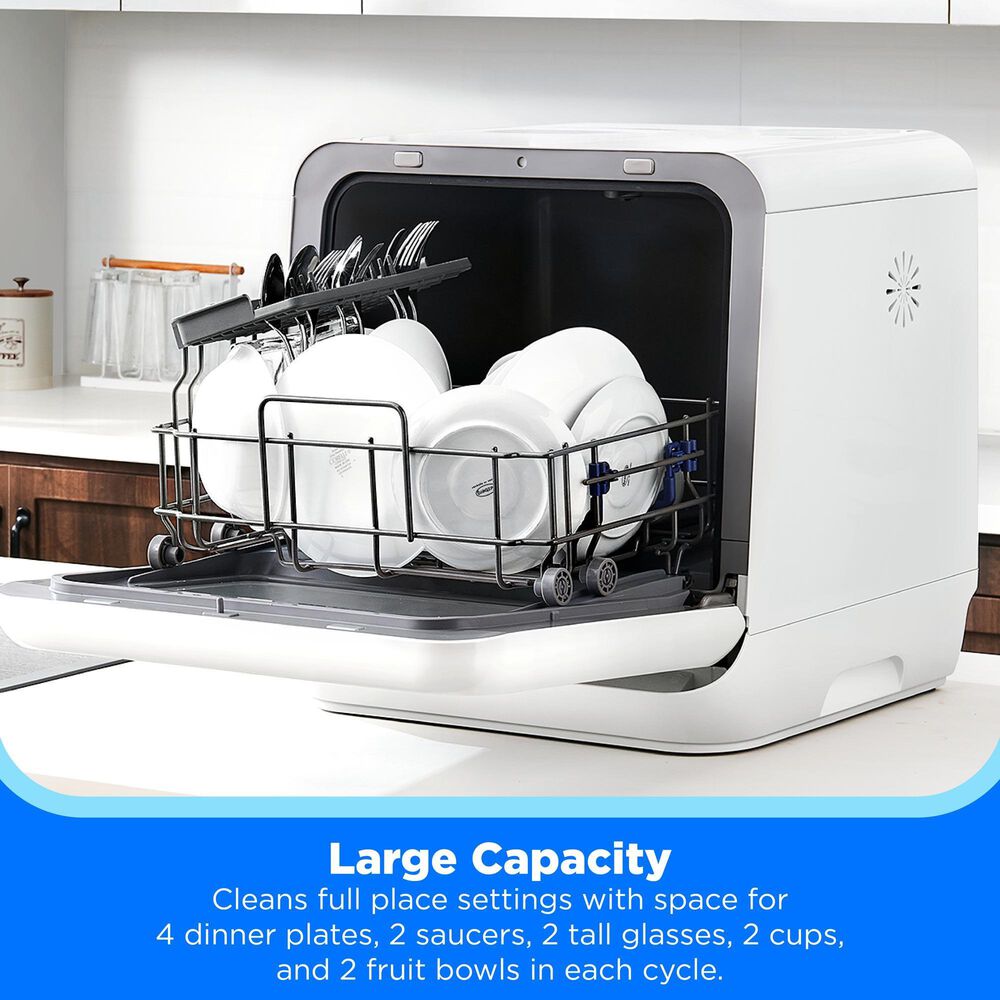 Midea 17" Portable Countertop Dishwasher with 5L Built-in Water Tank in White, , large