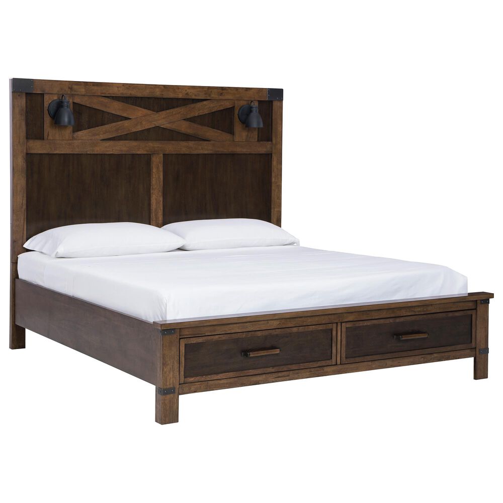 Signature Design by Ashley Wyattfield Queen Storage Bed in Walnut Brown and Dark Burnt Umber, , large