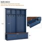 HOMLUX 6-Hook Hall Tree with Wood Grain Bench in Blue, , large
