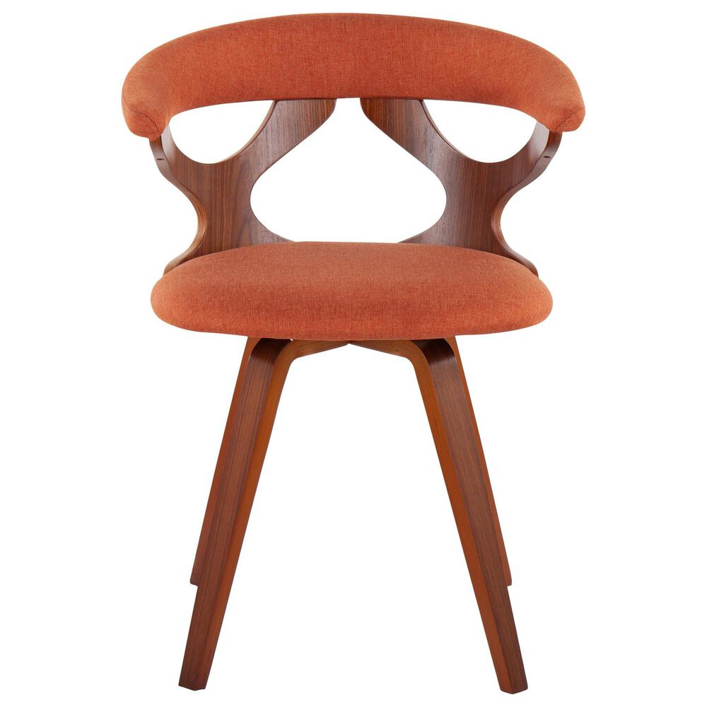 LumiSource Gardenia Swivel Arm Chair with Orange Upholstered in Walnut, , large