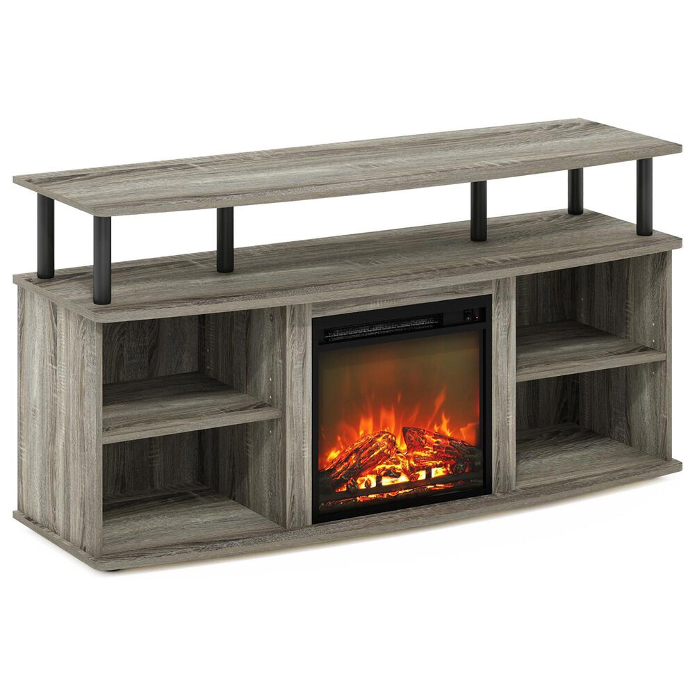 HOMLUX 47" TV Stand with Electric Fireplace in French Oak Grey and Black, , large
