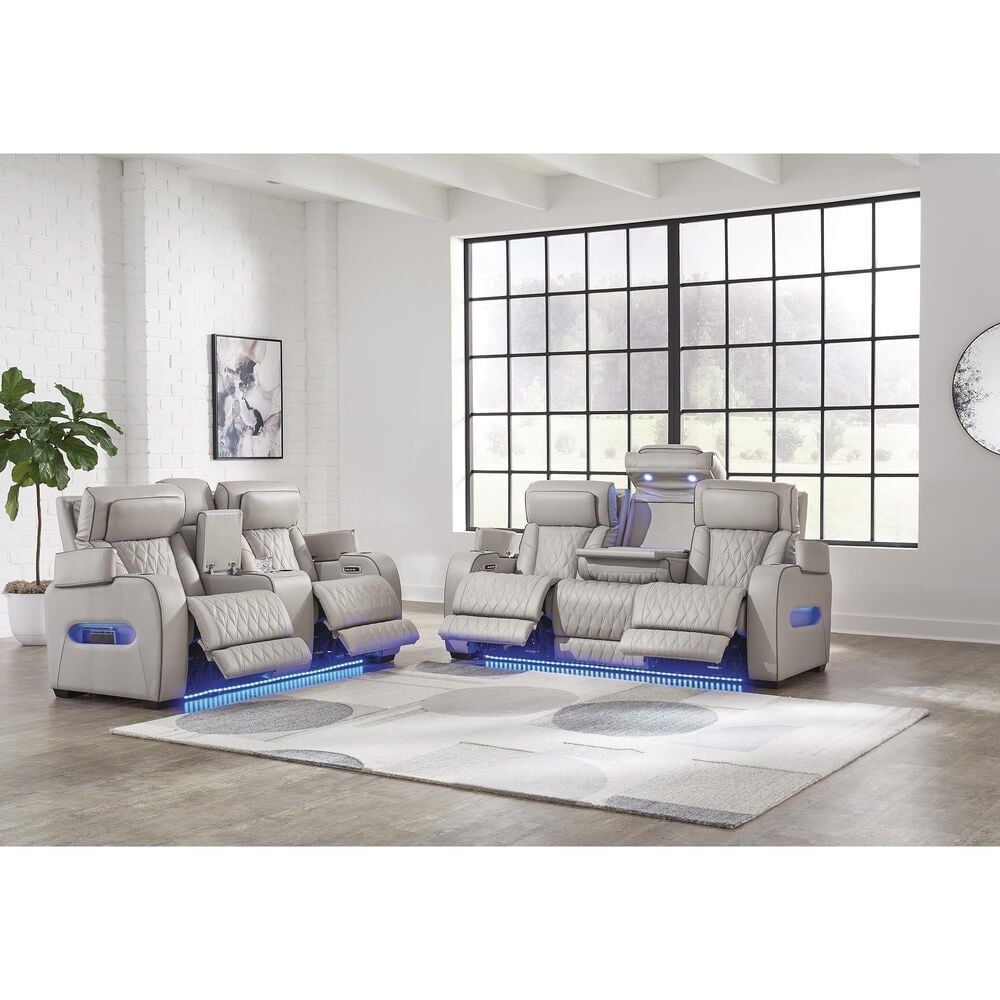 Ashley Boyington Power Reclining Sofa in Gray, , large