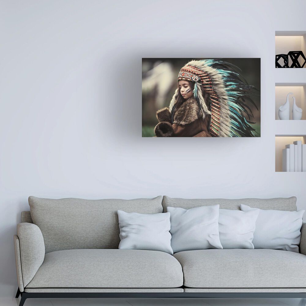 Timberlake Chief Of My Dreams 12&quot; x 19&quot; Canvas Art in Black/Tan/Green, , large