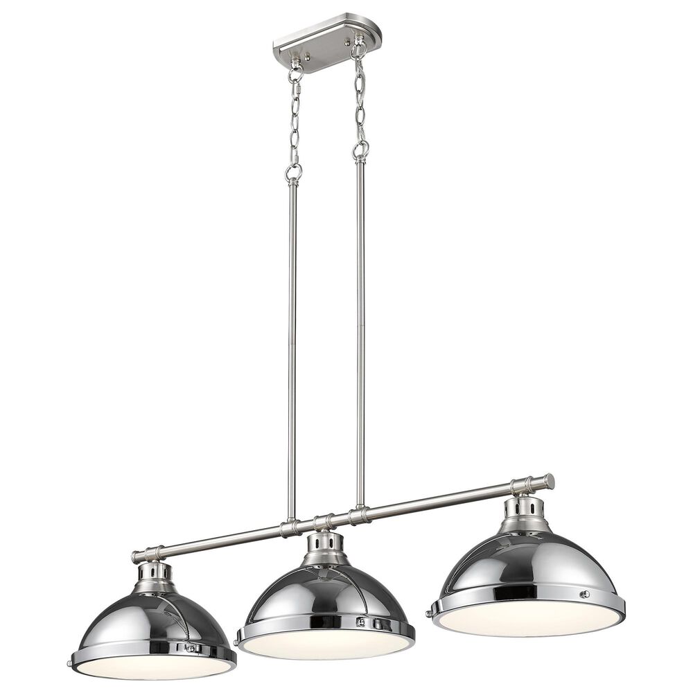 Golden Lighting Duncan 3-Light Pendant with Chrome Shade in Pewter, , large
