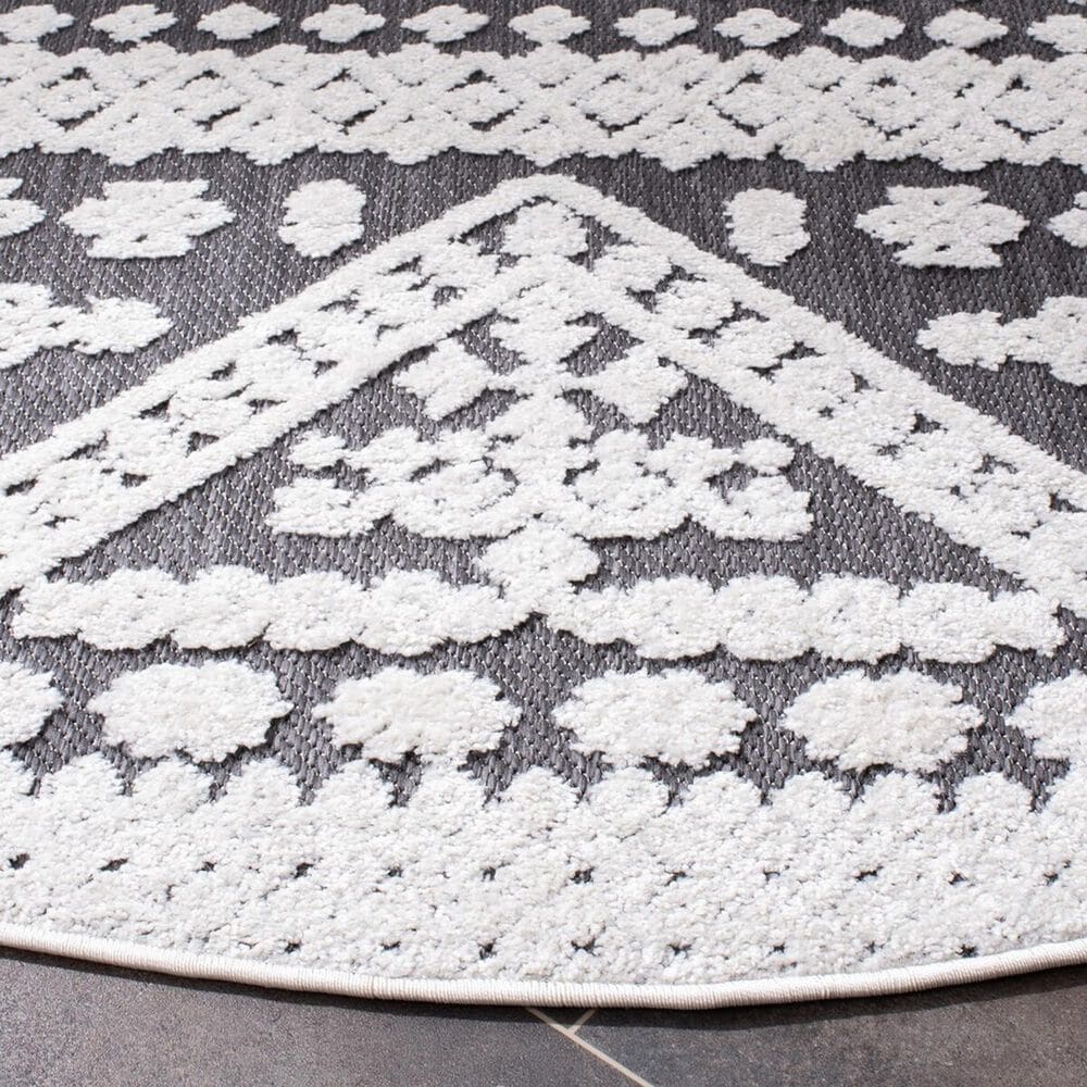 Safavieh Cabana CBN658A 6&#39;7&quot; Round Ivory and Grey Indoor/Outdoor Area Performance Rug, , large