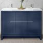 Lexora Home Lafarre 48" Double Bathroom Vanity in Navy Blue with 2 cm White Cultured Marble Top and Rectangular Sinks, , large
