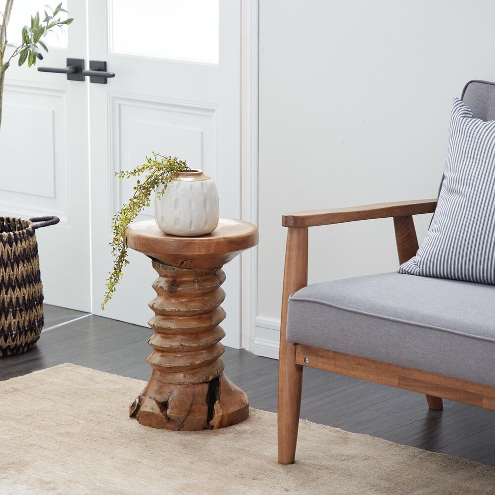 Maple and Jade Handmade Live Edge Accent End Table in Brown, , large