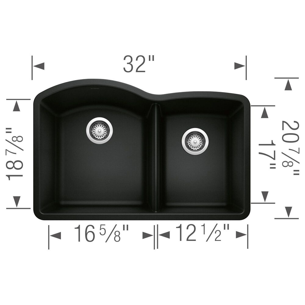 Blanco Diamond 32&quot; 1-3/4 Double Bowl Kitchen Sink in Coal Black, , large