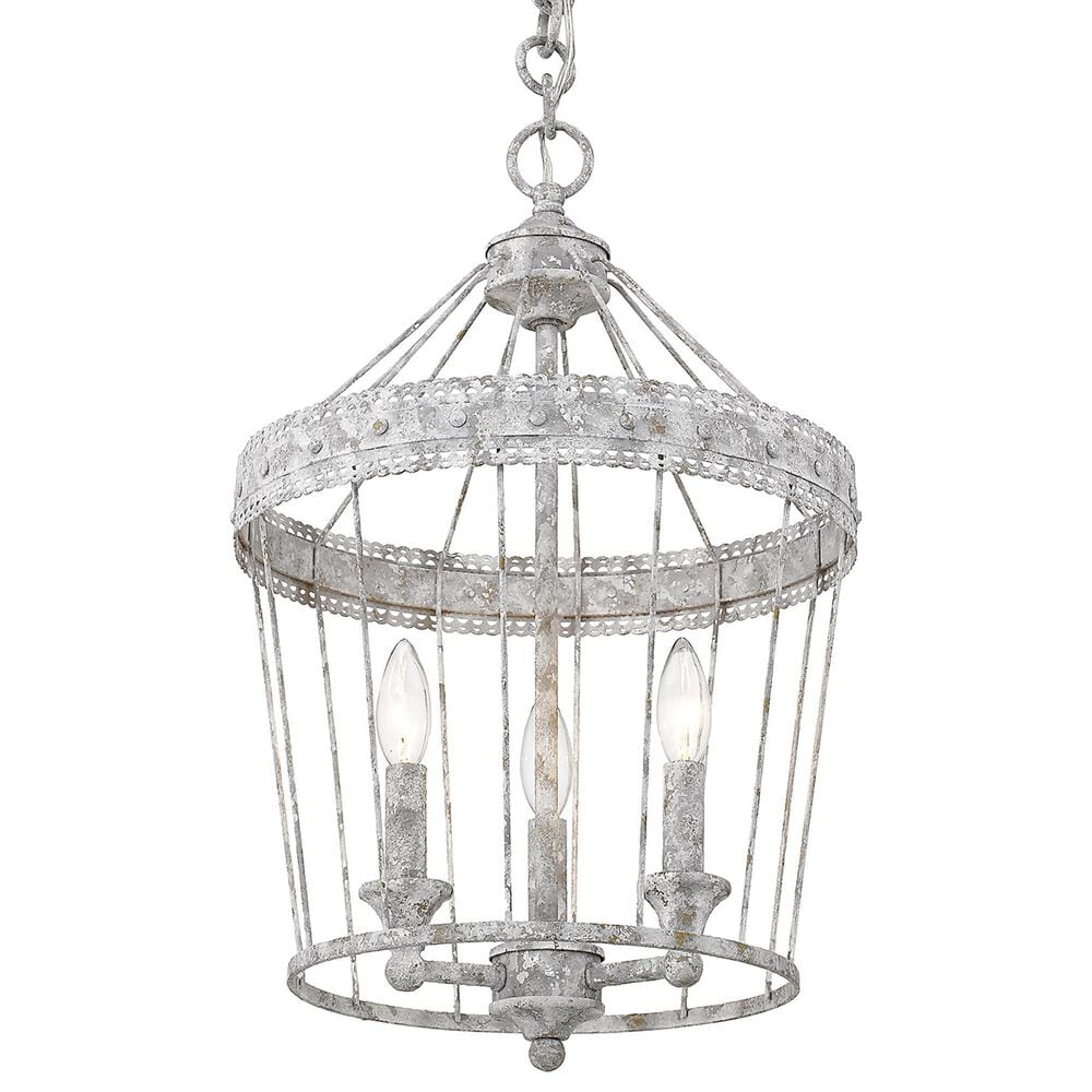 Golden Lighting Ferris 3-Light Pendant in Oyster, White and Gold, , large