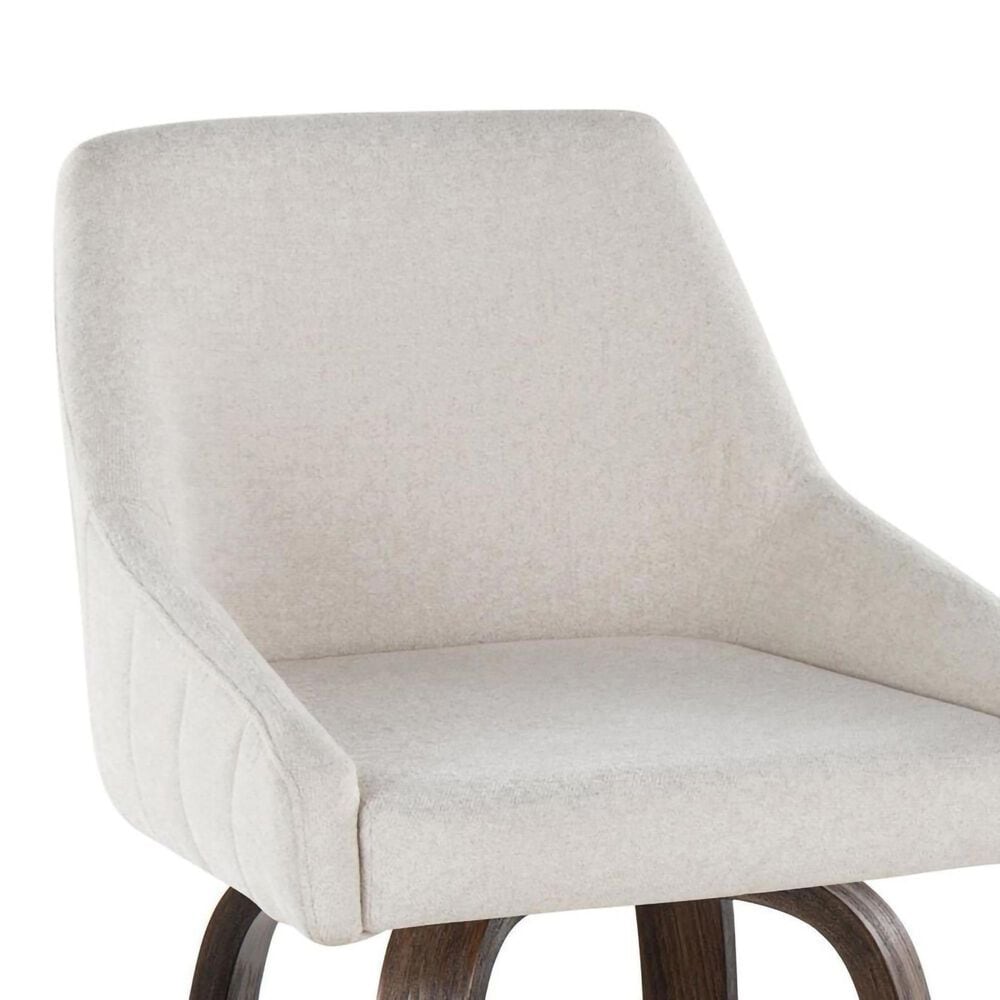 LumiSource Hannah Swivel Counter Stool with Cream Fabric Upholstery in Walnut and Black (Set of 2), , large