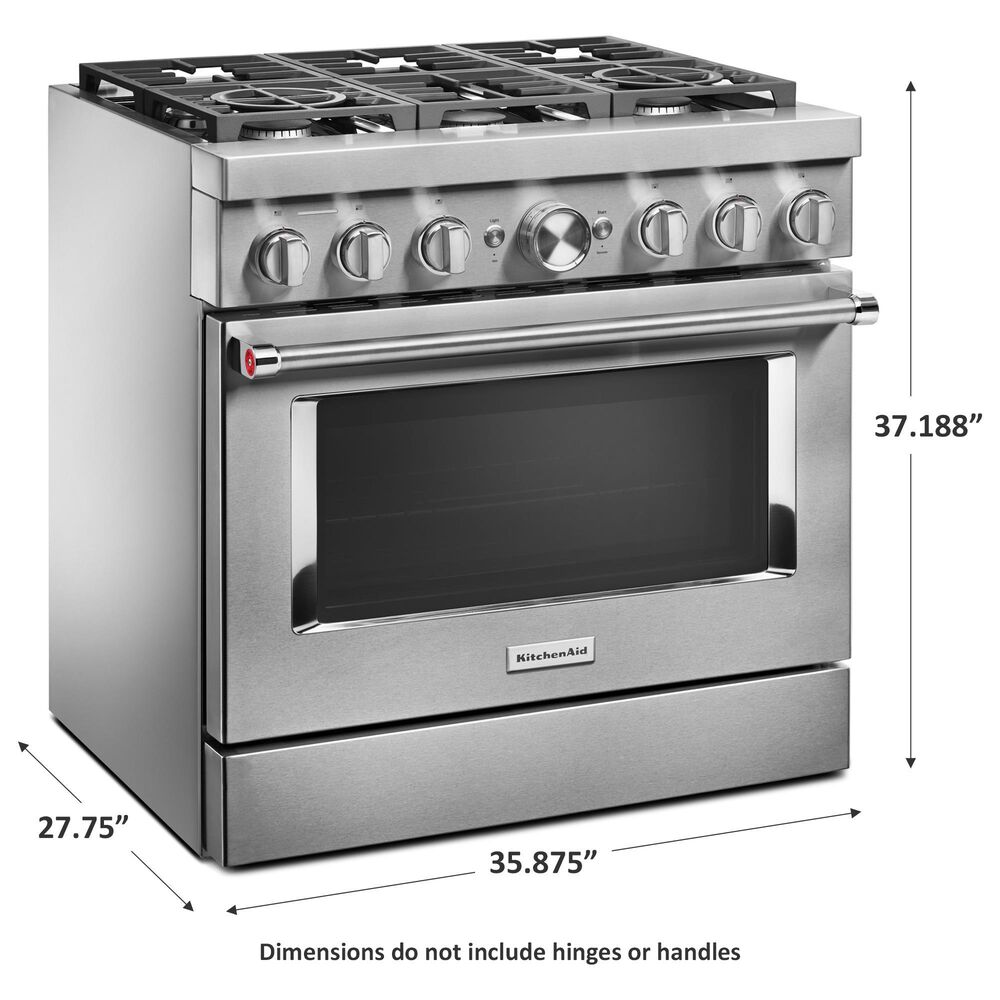 KitchenAid 36&quot; Professional Dual Fuel Range in Stainless Steel, , large