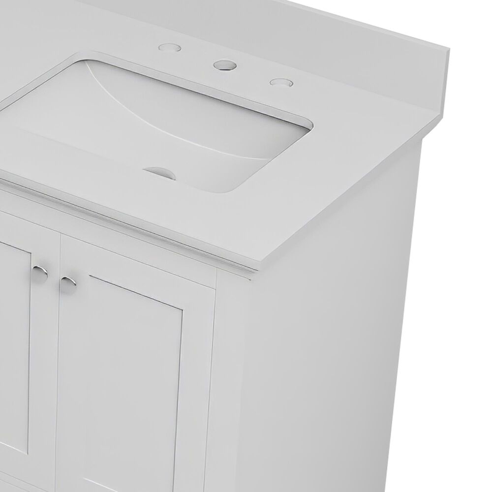 Lexora Home Dukes 60&quot; Double Bathroom Vanity in White with 2 cm White Quartz Top and Rectangular Sinks, , large