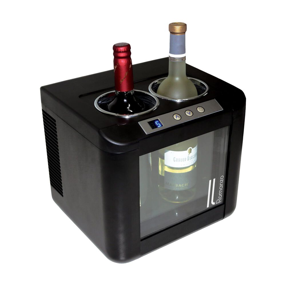 Vinotemp 12 Inch Wide 2 Bottle Capacity Free Standing Wine Cooler with Thermoelectric Technology in Black, , large