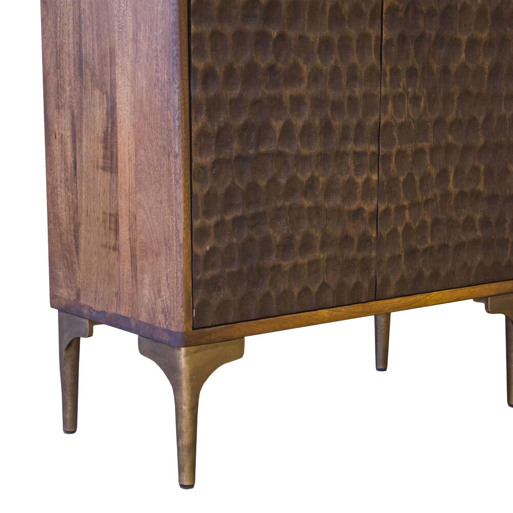 Home Trends &amp; Design Santa Cruz 3-Shelf Bookcase in Walnut and Antique Gold, , large