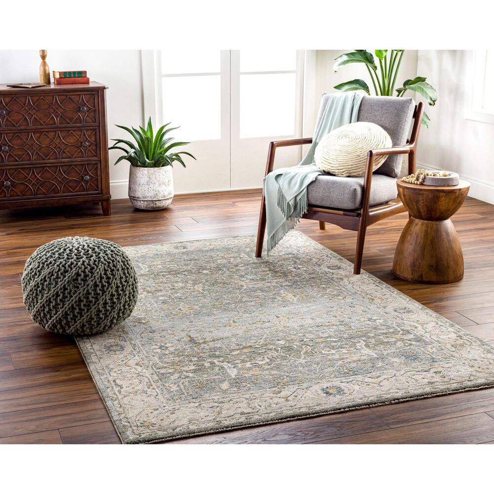Surya Dresden Deep Teal, Dusty Sage, Taupe, Off-White, Light Gray, Olive and Mustard 5&#39; x 7&#39;5&quot; Area Rug, , large