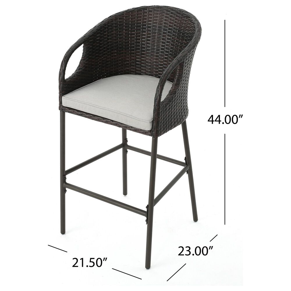 Hearth and Haven Outdoor Bar Stool with Waterproof Cushion in Multi-Brown &#40;Set of 2&#41;, , large