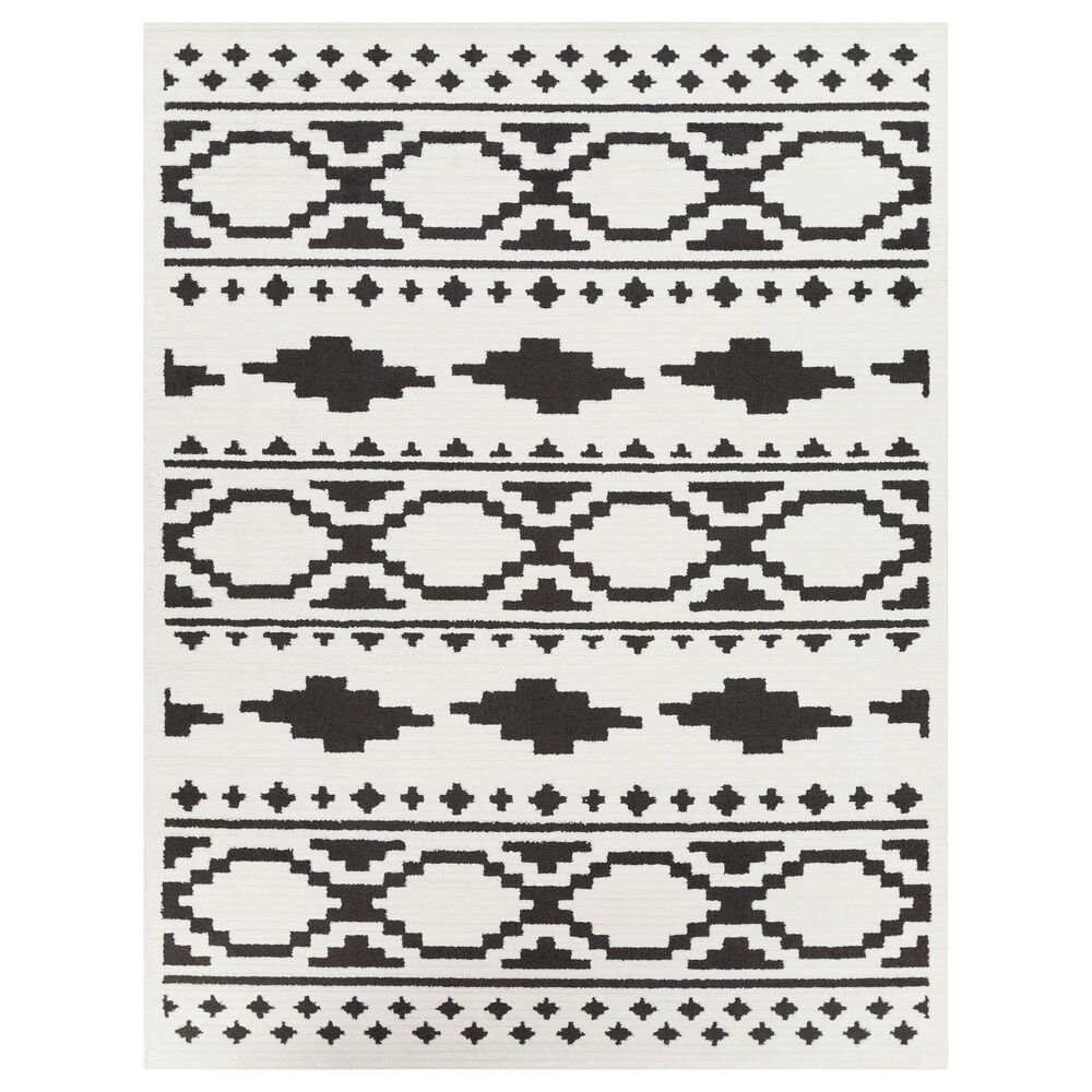 Surya Moroccan Shag MCS-2305  7"10" x 10"3" Black and White Area Rug, , large
