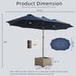 HOMLUX 2-Piece 14.5 ft Patio Umbrella and All-weather Square Rattan Coffee Table Outdoor Set in Dark Blue, , large