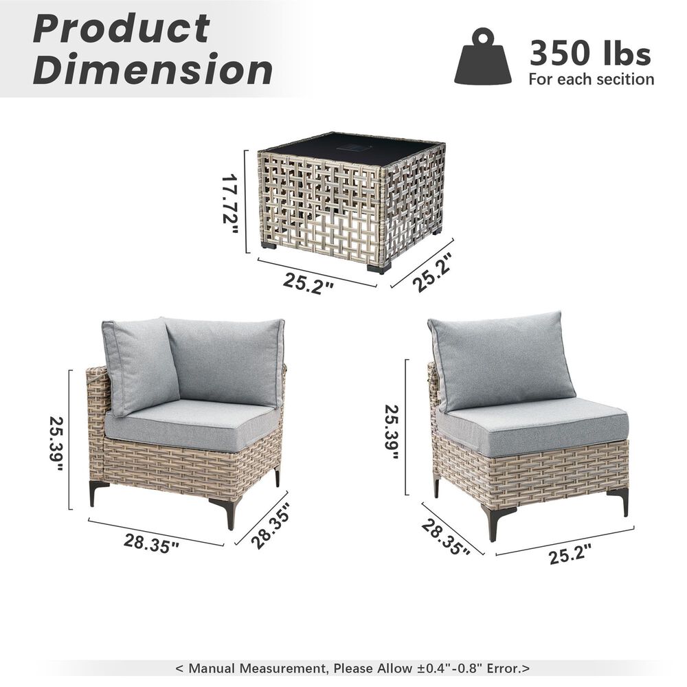HOMLUX 7-Piece Patio Conversation Set in Dark Gray, , large