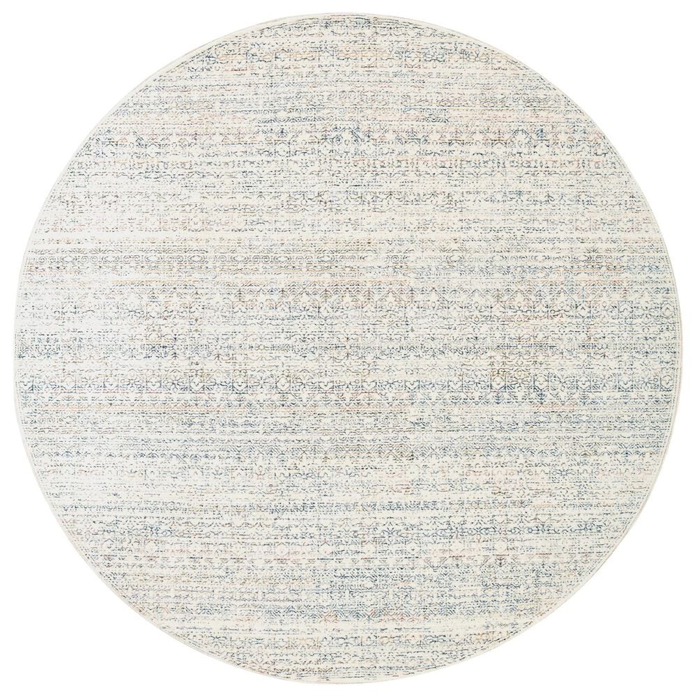 Amber Lewis x Loloi Zuma 5"3" Round Ivory and Multicolor Area Rug, , large