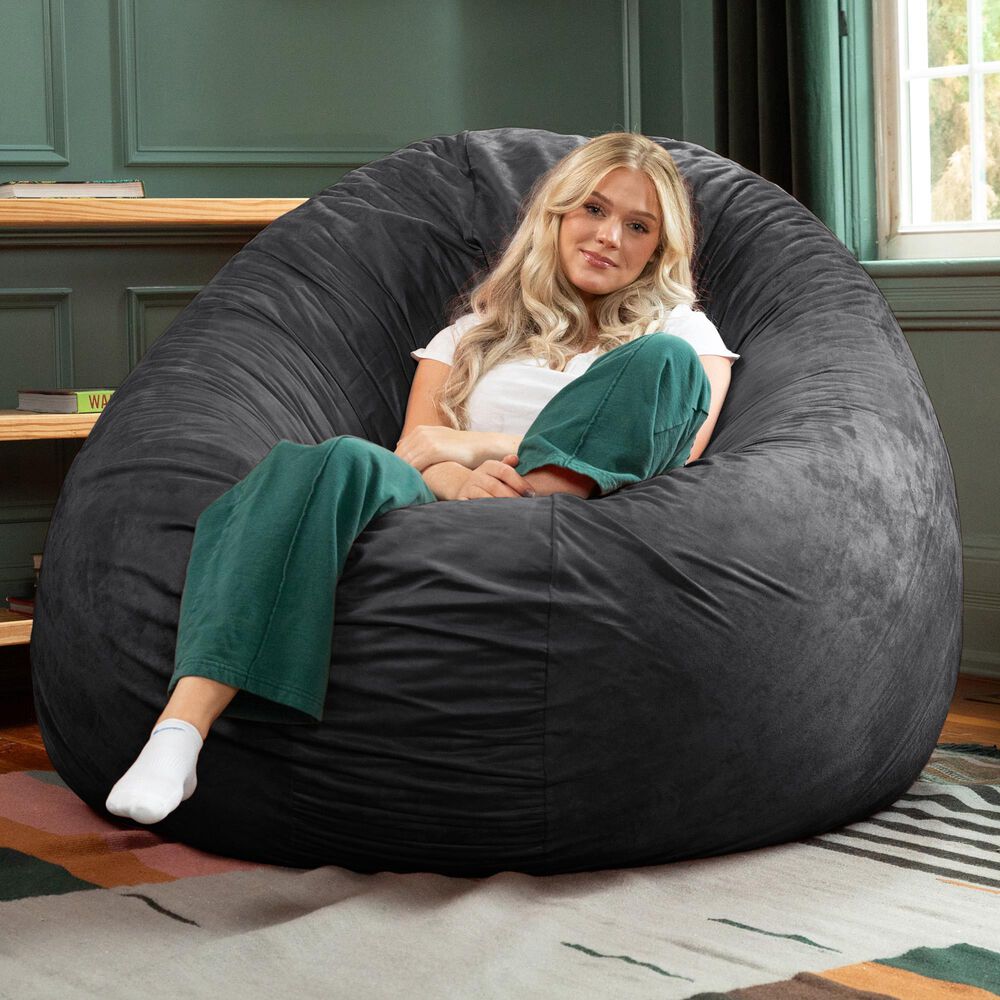 Jaxx 6&#39; Cocoon Large Bean Bag Chair in Black, , large