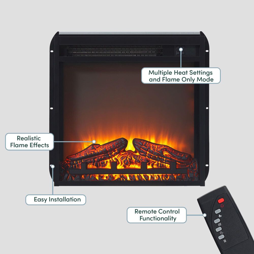 Walker Edison Cullen 70&quot; Electric Fireplace with Mantel and Shelves in Brown, , large