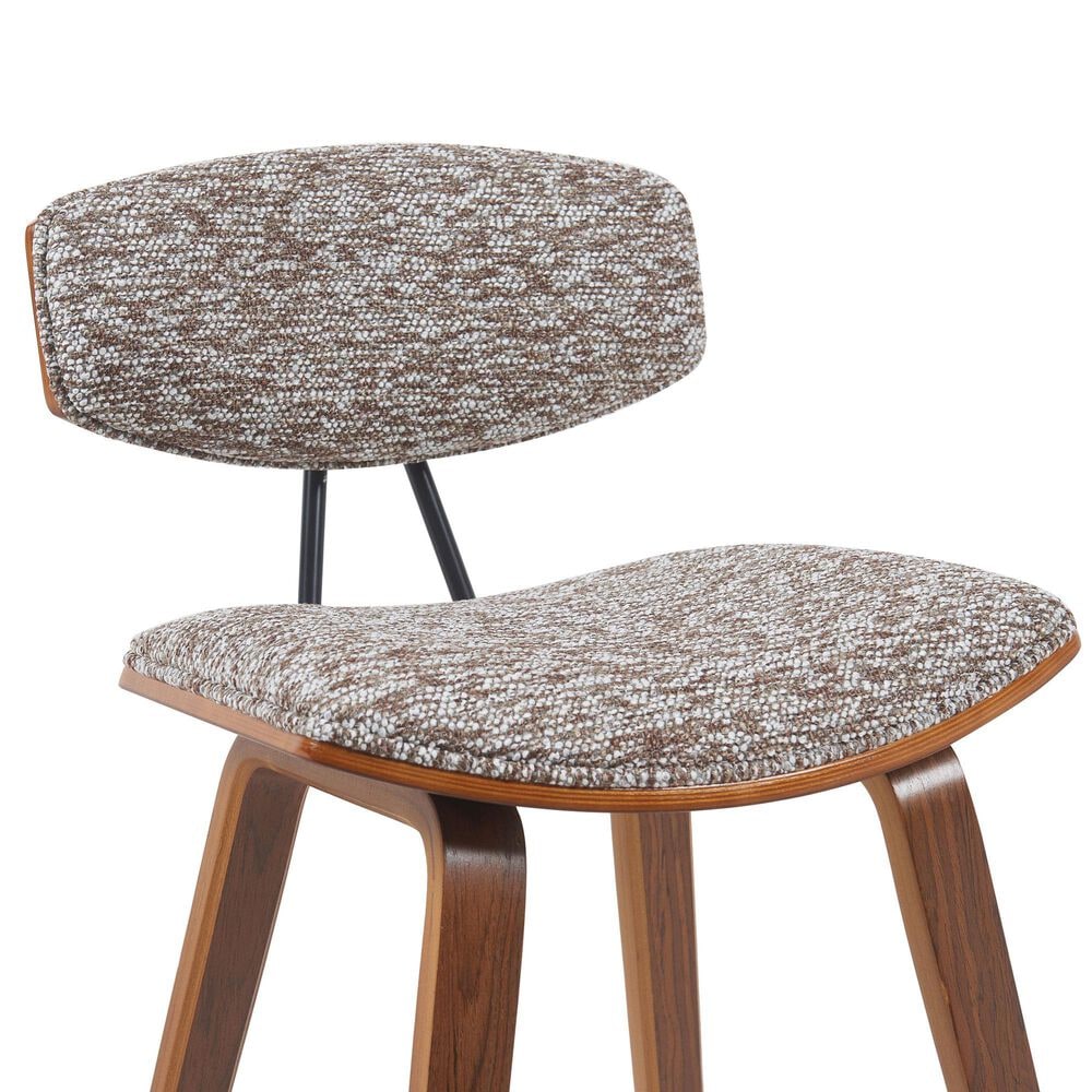 Armen Living Fox Counter Height Stool with Speckled Brown Upholstery in Walnut, , large