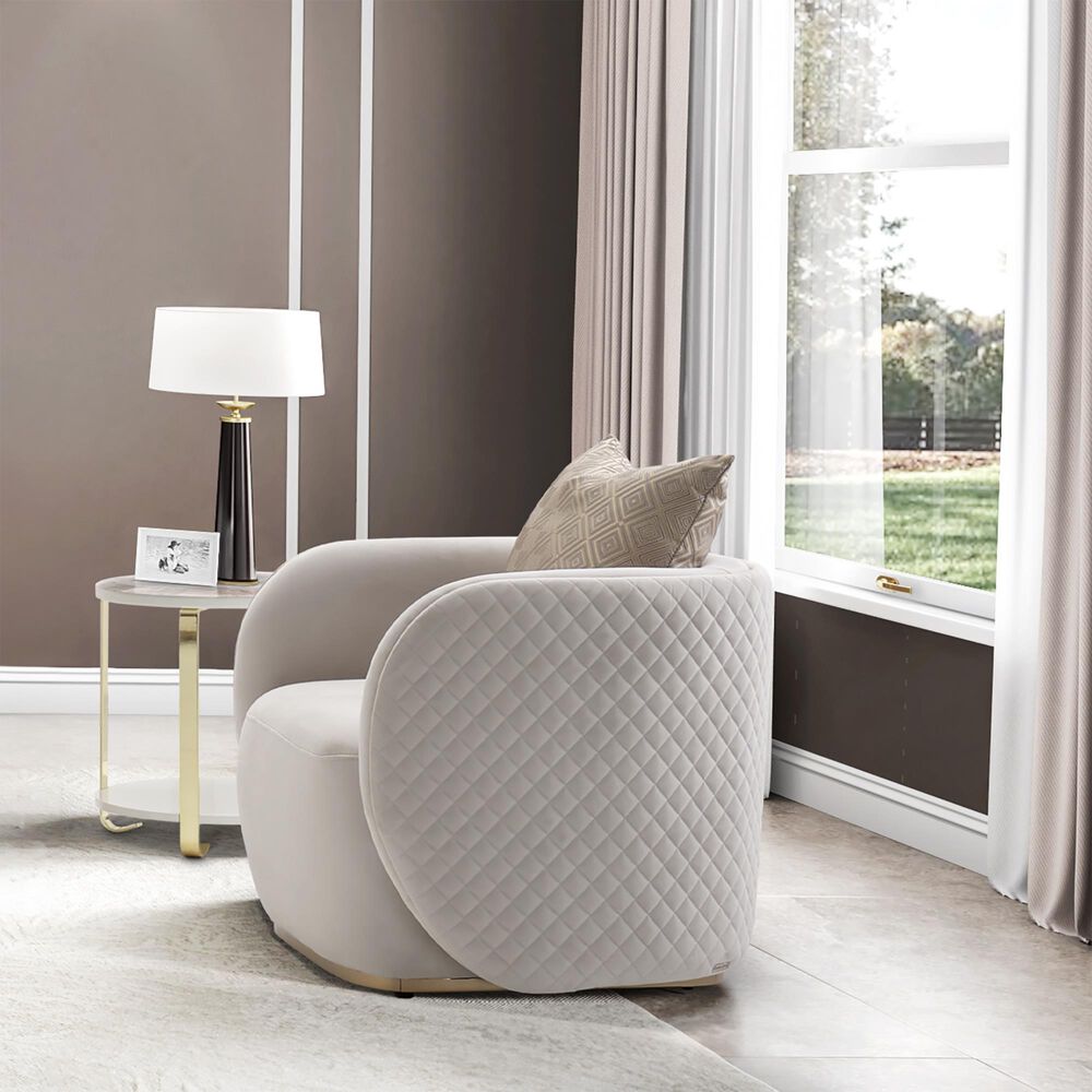 Vista Haus Ariana Arm Chair in Beige Velvet, , large