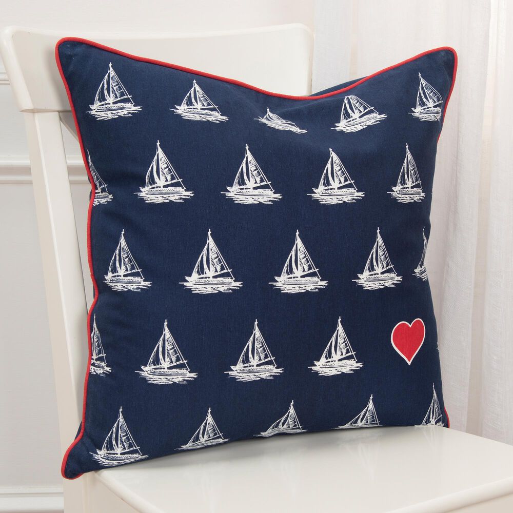 Rizzy Home Sailboat 20" Down Filled Pillow in Navy, , large