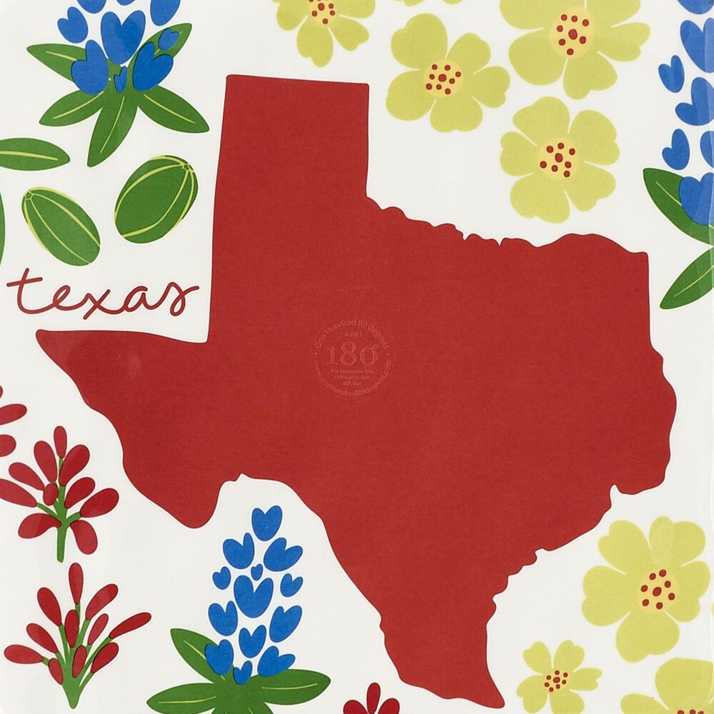 One Hundred 80 Degrees Texas In Bloom Handmade Square Platter in Multicolor, , large