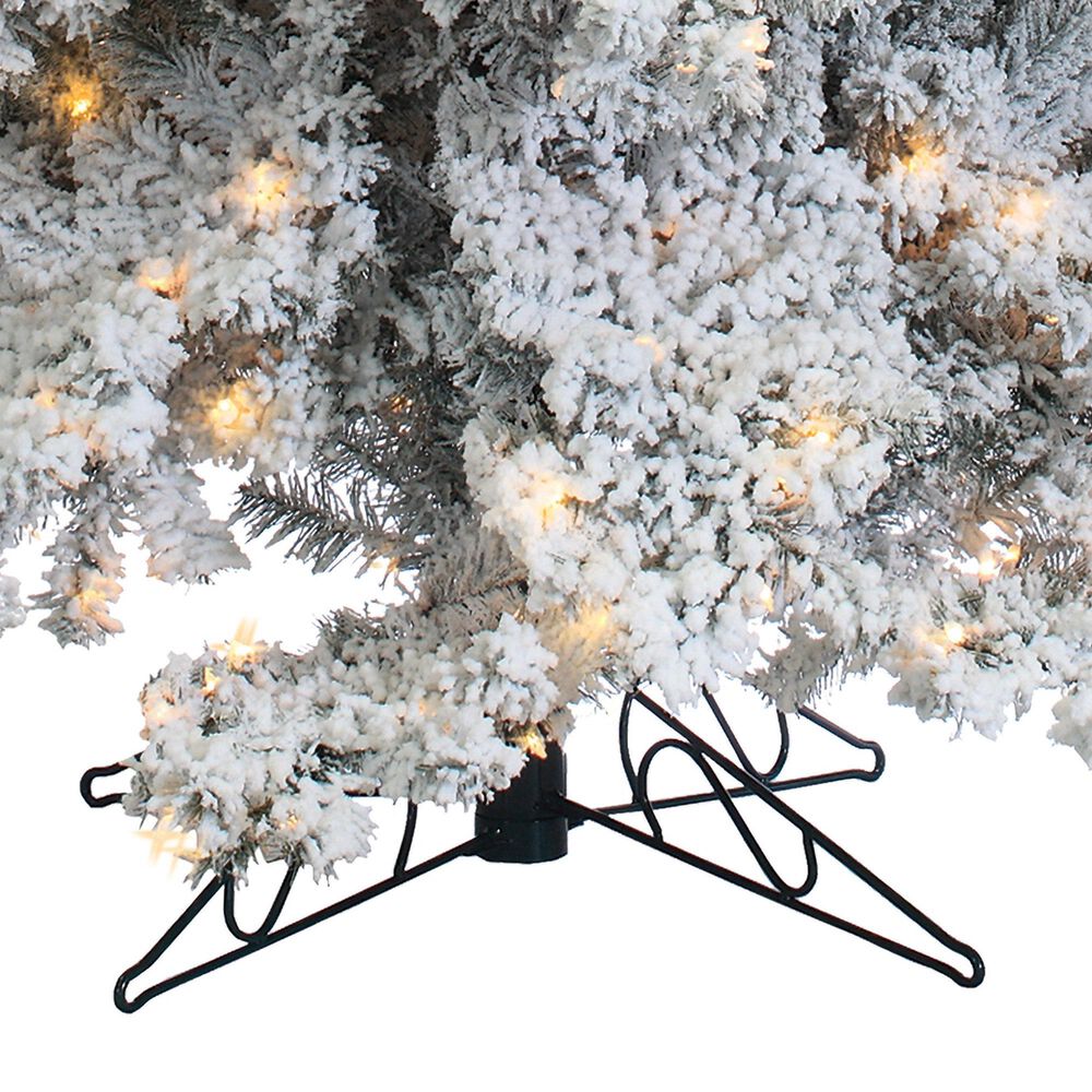 The Gerson Company 9&#39; Pre-Lit Artificial Heavy Flocked Layered Spruce with White Lights in Green, , large