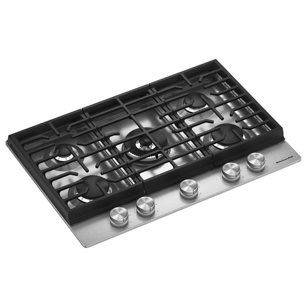 KitchenAid 30" Gas Cooktop with Aluminum Griddle and LED Backlit Knobs in Stainless Steel, , large