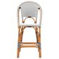 Baxton Studio Genica Bar Stool with Two-Tone Black and White Weaving in Natural Rattan, , large