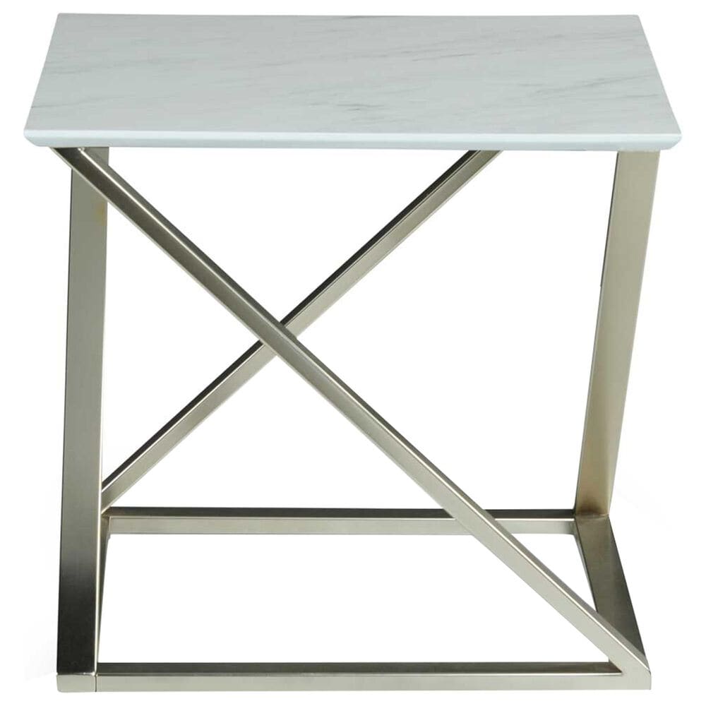 Steve Silver Zurich End Table in White and Pewter, , large