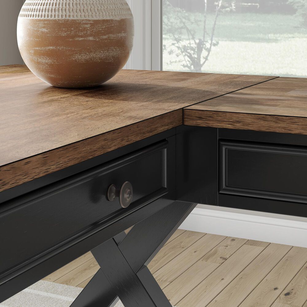 Ashley Wildenauer L-Shaped Desk in Rich Brown and Warm Satin Black, , large