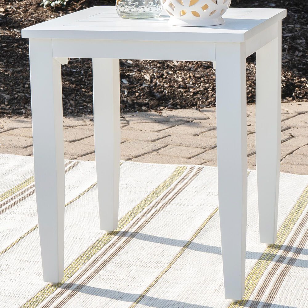 Linon Home Decor Claiborne Square Side Table in White, , large