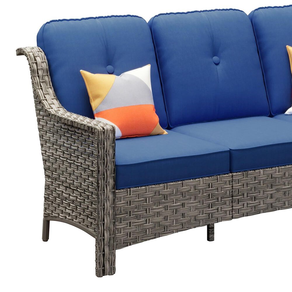 HOMLUX 5-Piece Patio Conversation Set with Two Ottomans in Navy Blue, , large